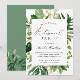 Invitation à une fête de retraite d'été avec feuil