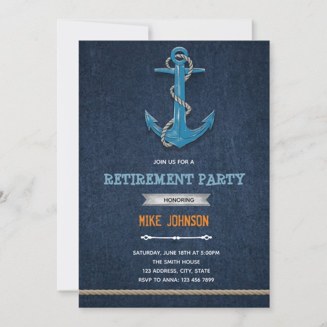 Invitation à une fête de retraite nautique (Devant)