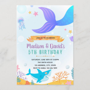 Invitation à une fête de sirène et de requin