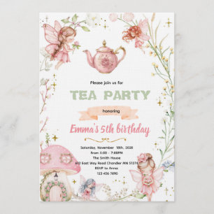 Invitation à une fête de thé de fée mignonne