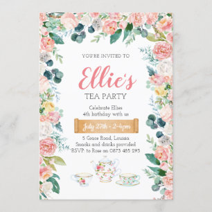 Invitation à une fête de thé floral dans le jardin