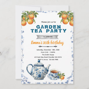 Invitation à une fête de thé Orange Chinoiserie