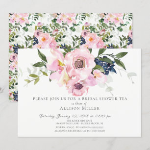 Invitation à une fête de thé pour mariées Roses et