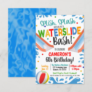 Invitation à une fête de toboggan à eau