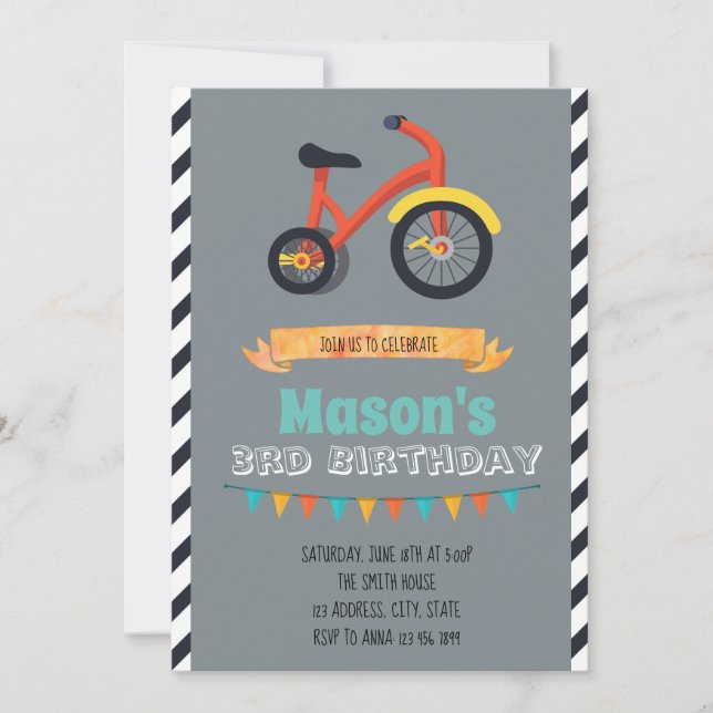 Invitation à une fête de tricycle (Devant)