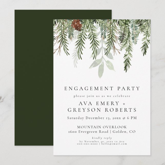 invitation à une fête de vacances à feuillage pers (Devant / Derrière)