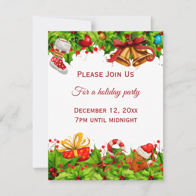 Invitation à une fête de vacances Affaires ou pers (Devant)