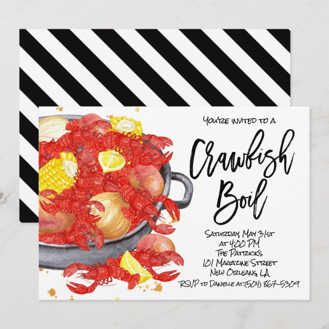 Invitation à une Fête d'Ébullition d'Écrevisses (Devant / Derrière)