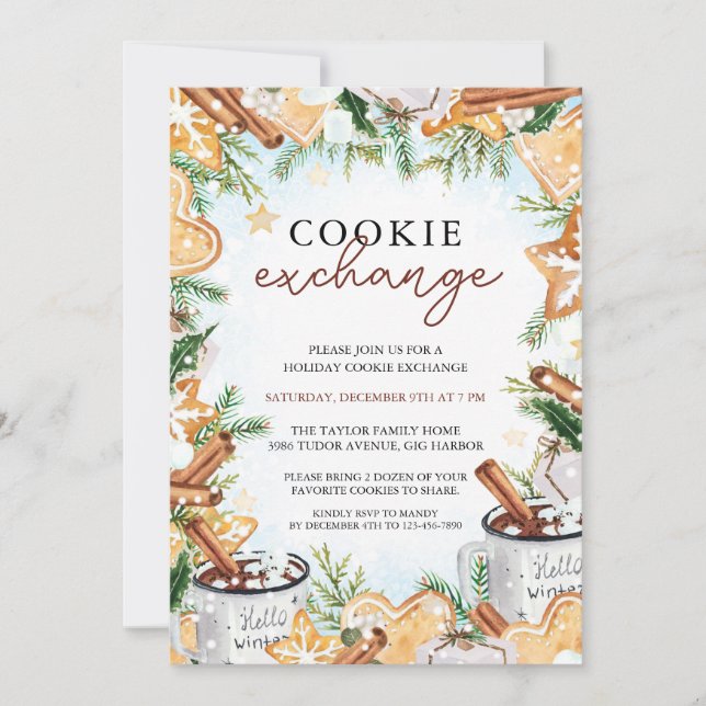 Invitation à une fête d'échange de biscuits de fêt (Devant)