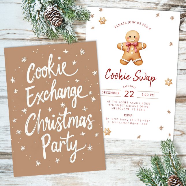 Invitation à une fête d'échange de biscuits de Noë (Cookie Swap Xmas Party Invite)