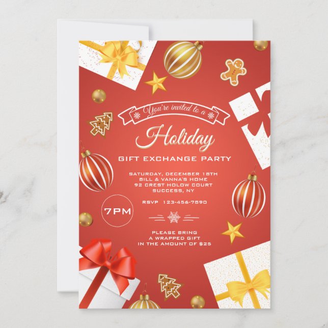 Invitation à une fête d'échange de cadeaux (Devant)