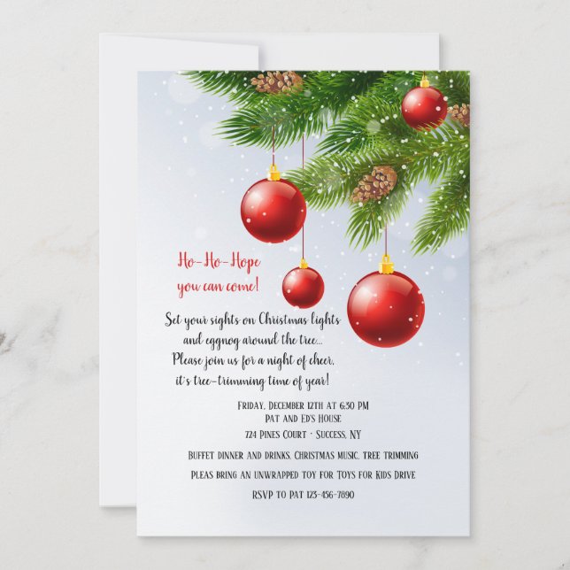 Invitation à une fête d'élagage d'arbres (Devant)