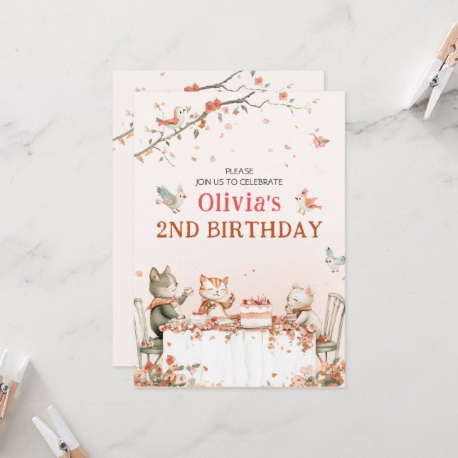 Invitation à une fête des fleurs avec des chats (Devant/Arrière en situation)