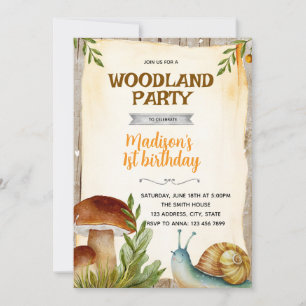 Invitation à une fête d'escargot et de champignon