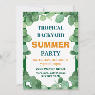 Invitation à une fête d'été tropicale dans la cour