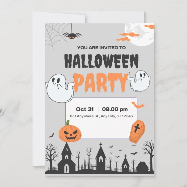 Invitation à une fête d'Halloween (Devant)