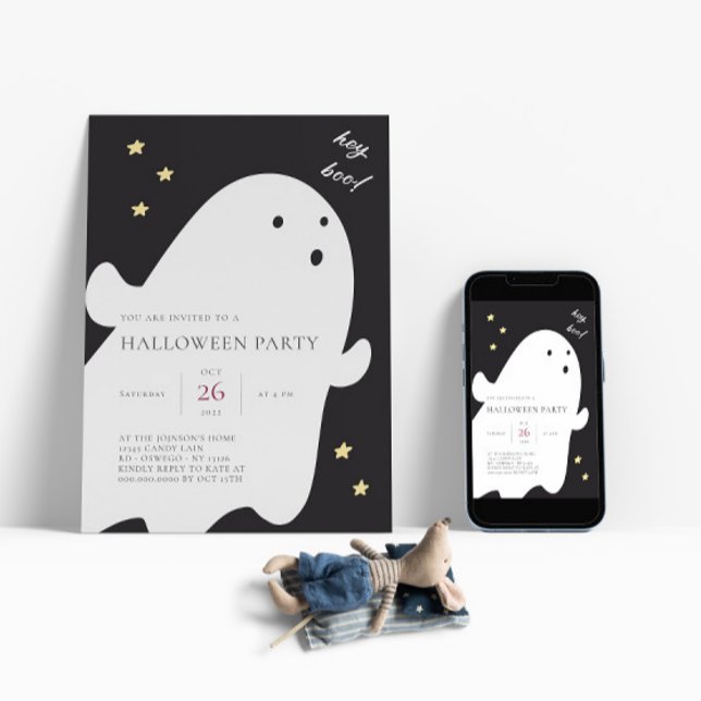 Invitation à une fête d'Halloween avec un fantôme  (Créateur téléchargé)