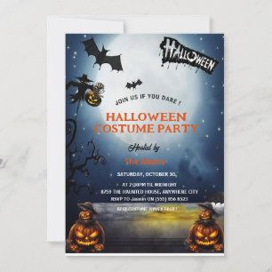 Invitation à une fête d'Halloween costumée et hant