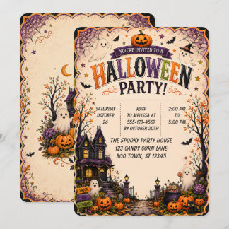 🎃👻 Invitation à une fête d'Halloween dans une ma