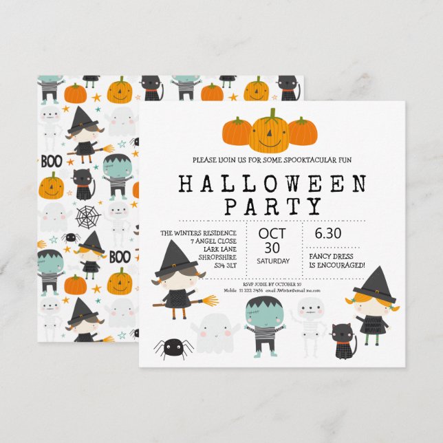 Invitation à une fête d'Halloween en famille moder (Devant / Derrière)