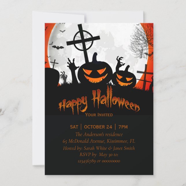 invitation à une fête d'Halloween heureuse (Devant)