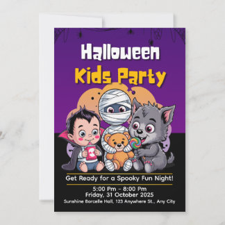 Invitation à une fête d'Halloween pour enfants eff