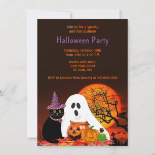 Invitation à une fête d'Halloween pour enfants en 