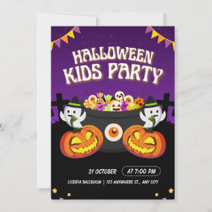 Invitation à une fête d'Halloween pour enfants vio