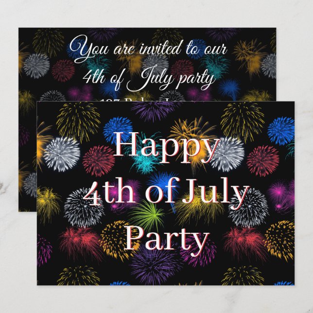 invitation à une fête du 4 juillet avec feux d'art (Devant / Derrière)
