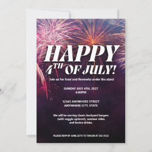 Invitation à une fête festive du 4 juillet avec fe