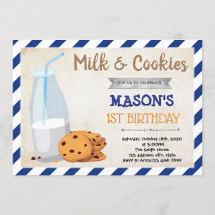 Invitation à une fête garçon lait ET biscuits