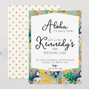 Invitation à une fête Luau Toucans et Ananas