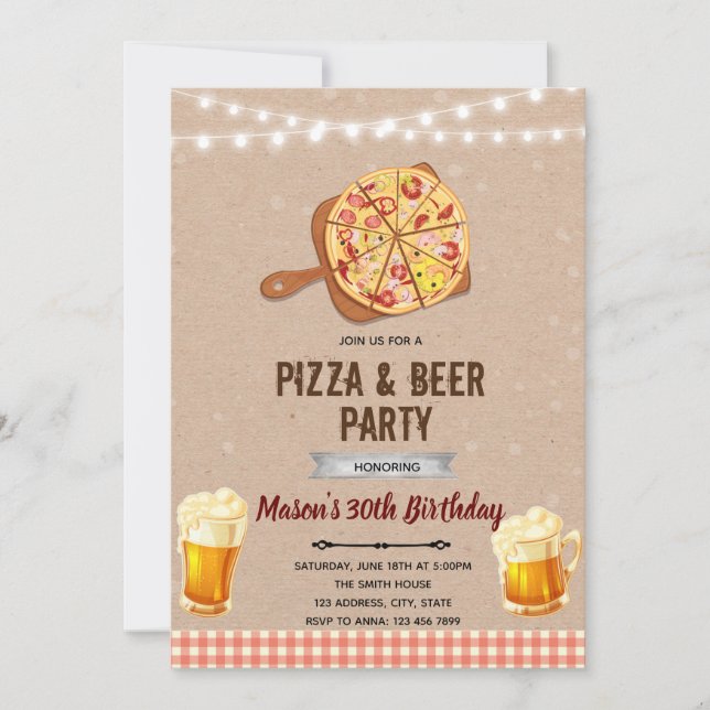 Invitation à une fête pizza et bière (Devant)