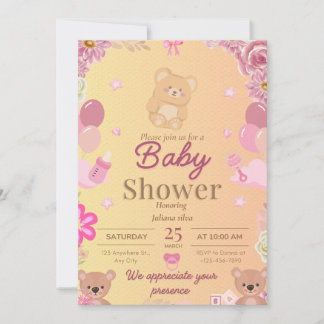 Invitation à une fête prénatale avec un ours