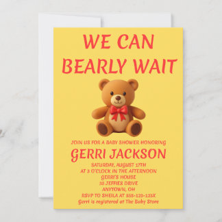 Invitation à une fête prénatale Ourson en peluche