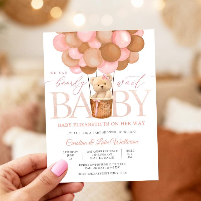 Invitation à une fête prénatale Ourson Mignon (Créateur téléchargé)