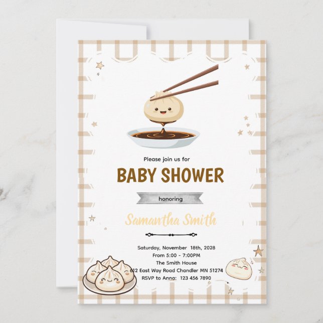 Invitation à une fête prénatale pour bébé Dumpling (Devant)