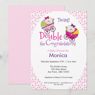 Invitation à une fête prénatale pour jumelles fill