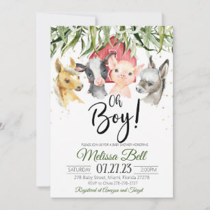 Invitation à une fête prénatale thème bébé fermier