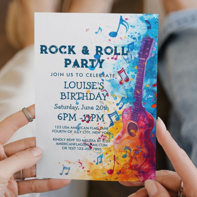 Invitation à une fête Rock And Roll avec guitare e (Créateur téléchargé)