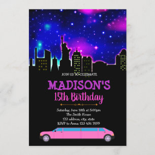 Invitation à une fête sur le thème de la limousine