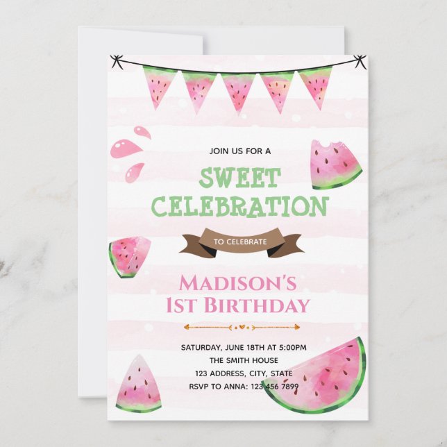 Invitation à une fête sur le thème de la pastèque  (Devant)