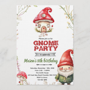 Invitation à une fête sur le thème des gnomes