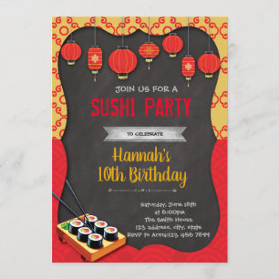 Invitation à une fête sur le thème des sushis