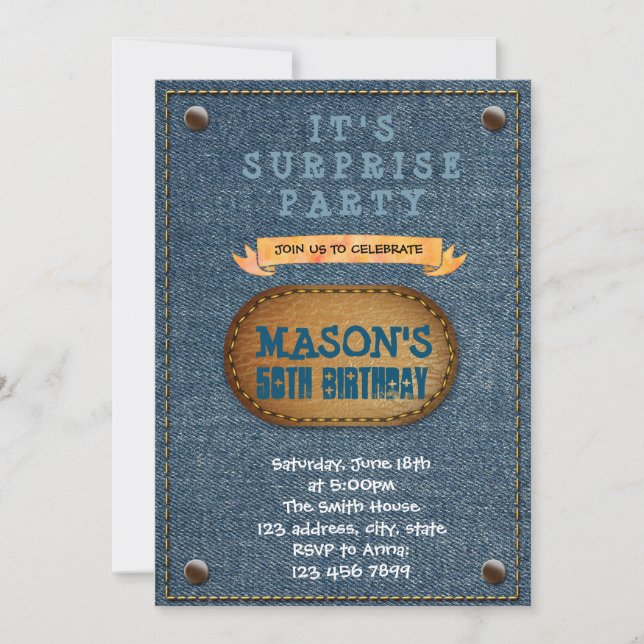 Invitation à une fête sur le thème du denim (Devant)