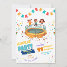 Invitation à une fête sur trampoline, fête de saut