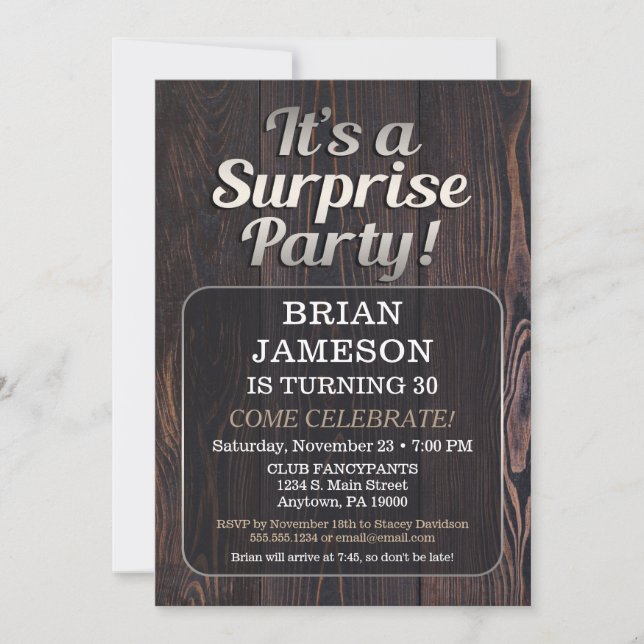 Invitation À Une Fête Surprise Pour Homme Homme Ad (Devant)