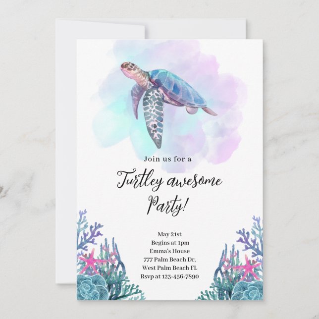 Invitation à une fête totalement géniale de tortue (Devant)