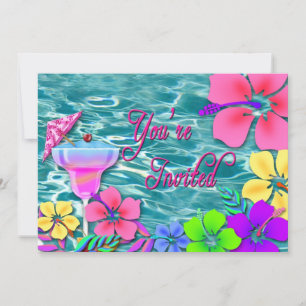 Invitation à une fête tropicale - Eau/Fleurs/Boiss