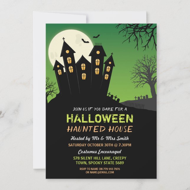 Invitation à une Maison Hantée Soirée Halloween Ho (Devant)